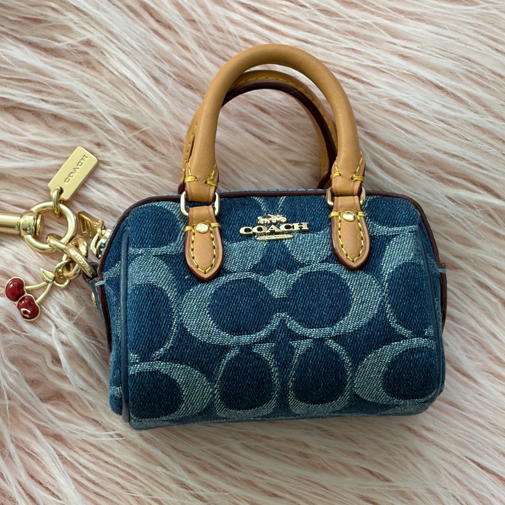 Mini Denim Rowan Keychain by Coach BNWT.